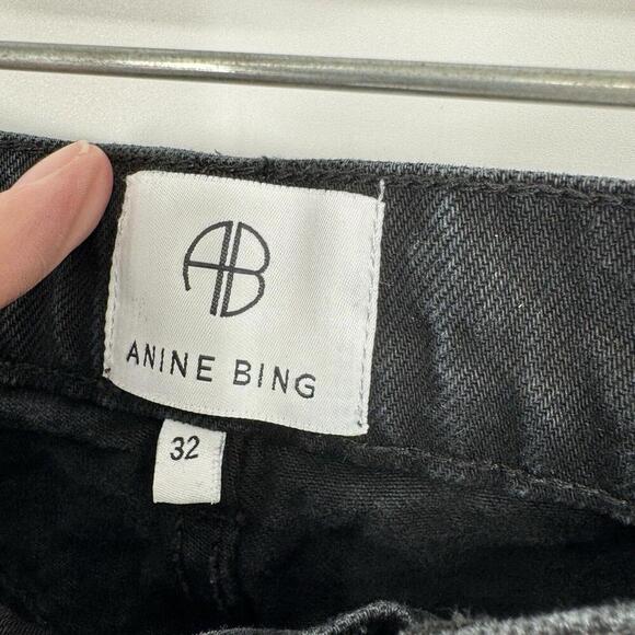 Anine Bing jeans womens 32 black sonya high rise slim denim minimalist rigid - Picture 6 of 10